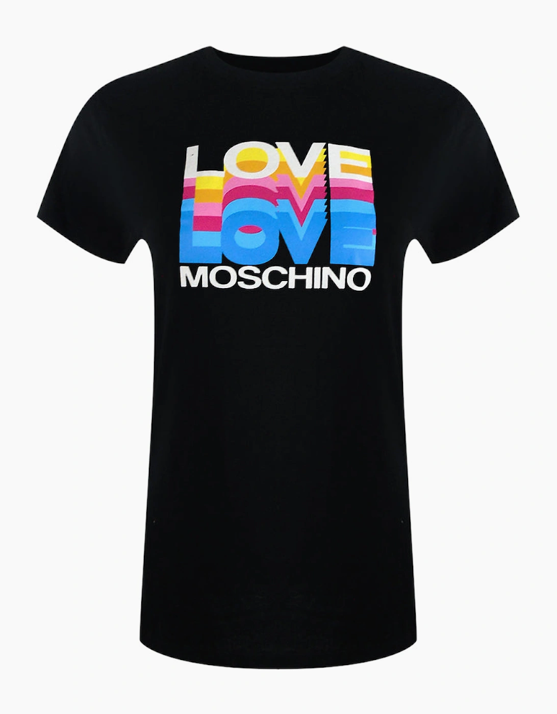Love Moschino Women's Black Layered Logo T-Shirt  12 M