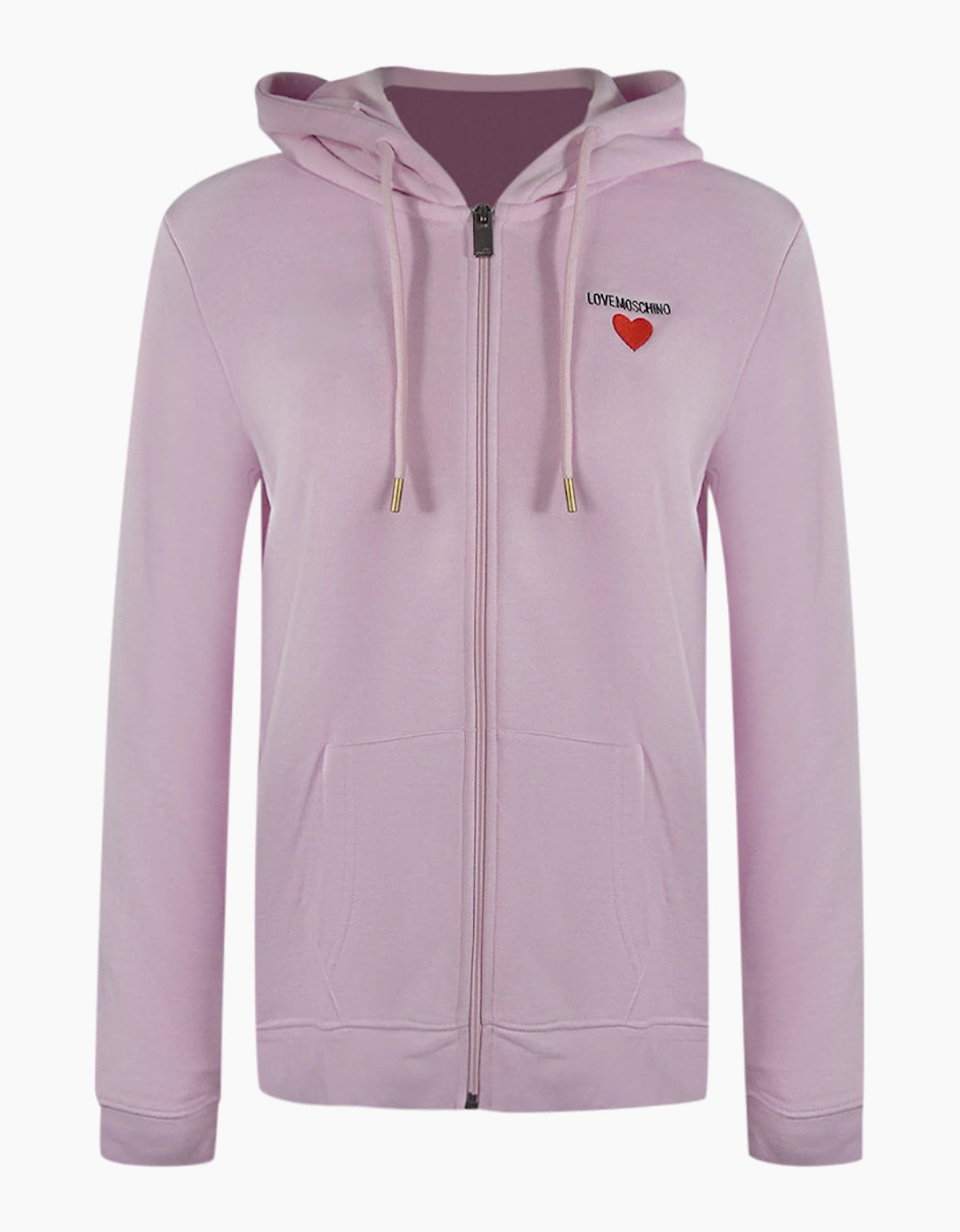 Love Moschino Small Heart Logo Zip Pink Hoodie