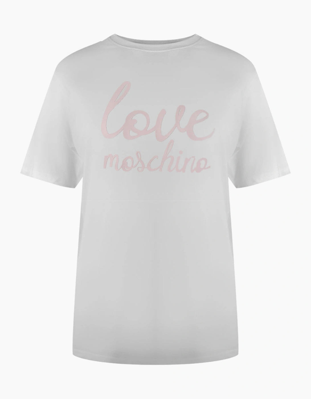 Love Moschino Women's White Bold Pink Logo T-Shirt  10/8 S