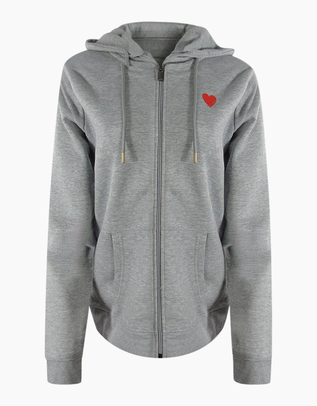 Love Moschino Small Red Heart Logo Grey Zip Hoodie