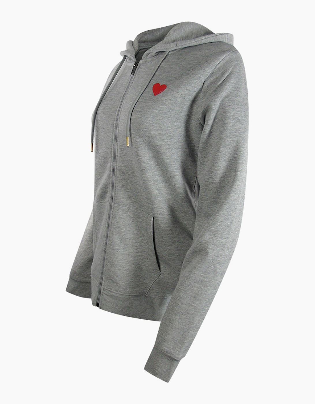 Love Moschino Small Red Heart Logo Grey Zip Hoodie
