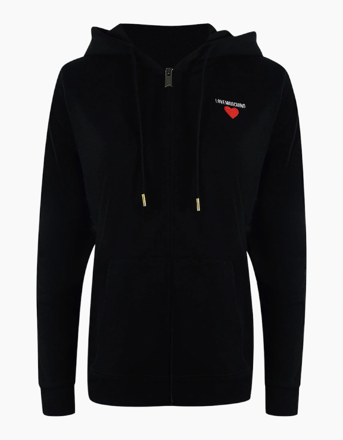 Love Moschino Small Bold Heart Logo Black Zip Hoodie