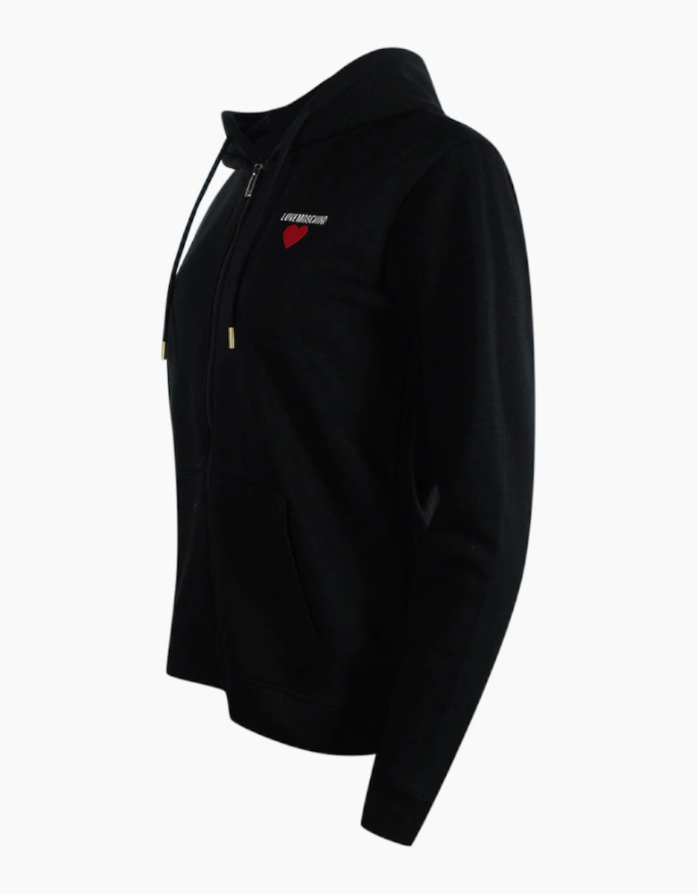 Love Moschino Small Bold Heart Logo Black Zip Hoodie