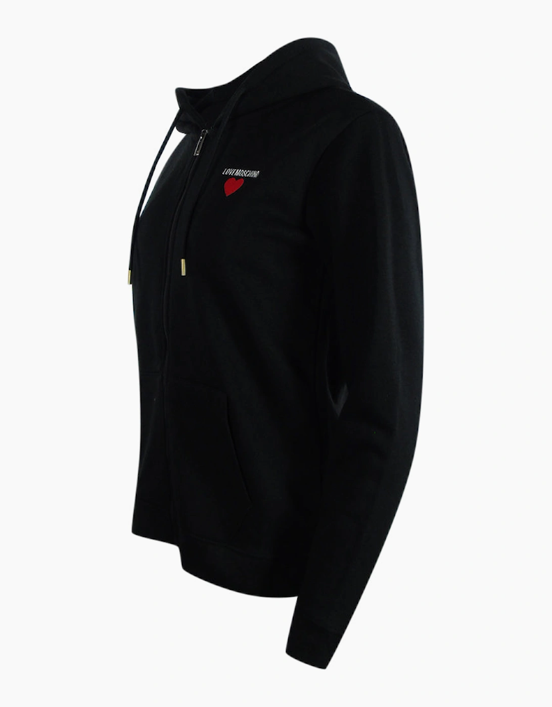 Love Moschino Small Bold Heart Logo Black Zip Hoodie