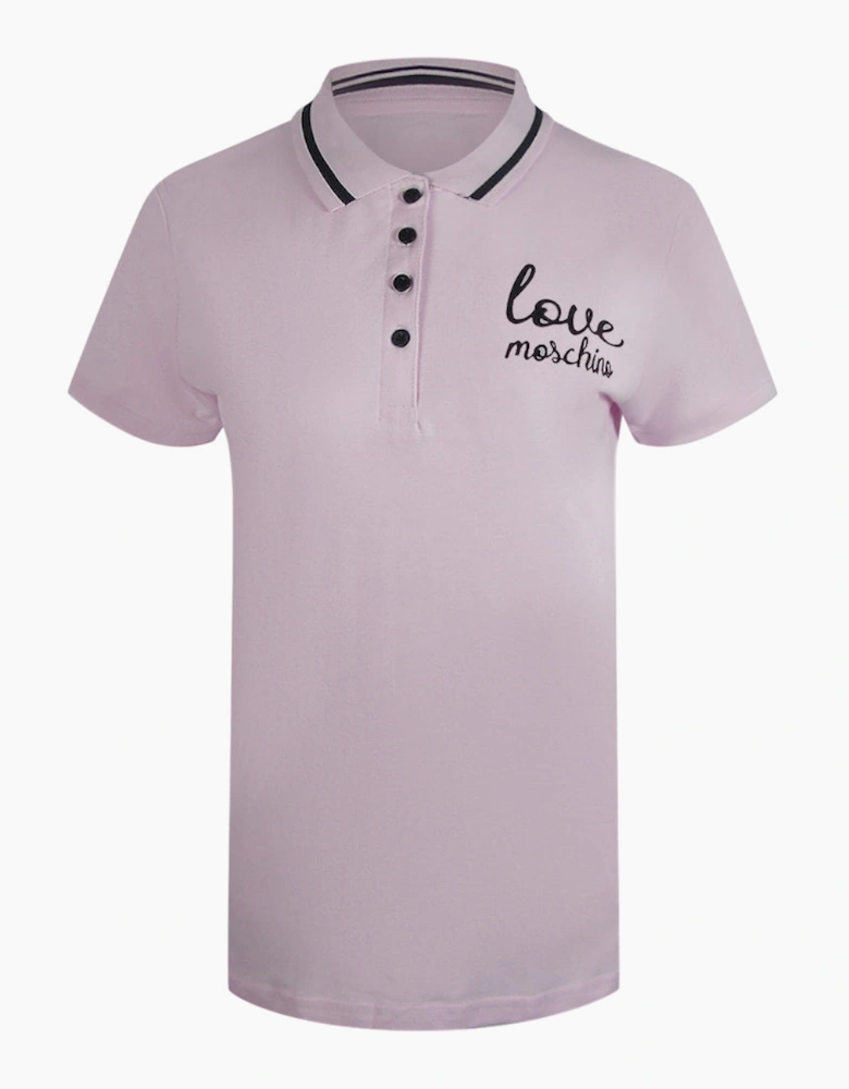Love Moschino Signature Logo Pink Polo Shirt
