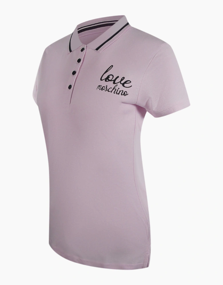 Love Moschino Signature Logo Pink Polo Shirt