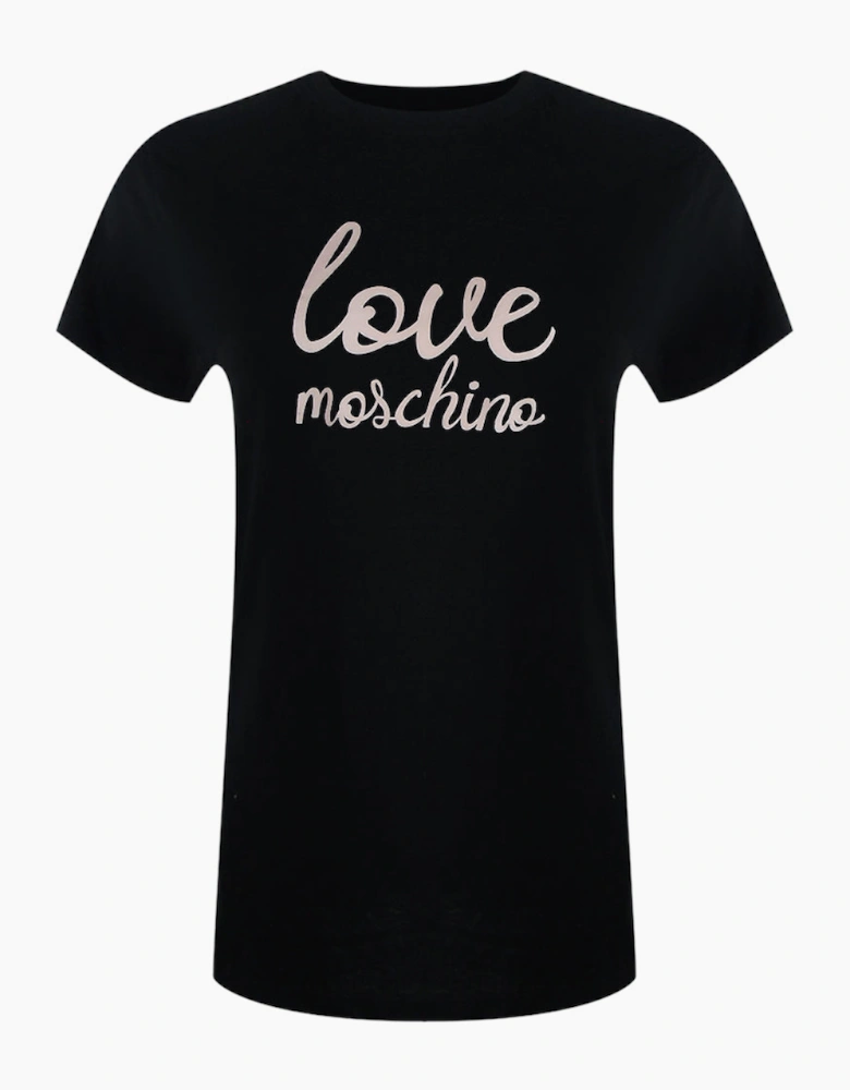 Bold Pink Logo Black T-Shirt