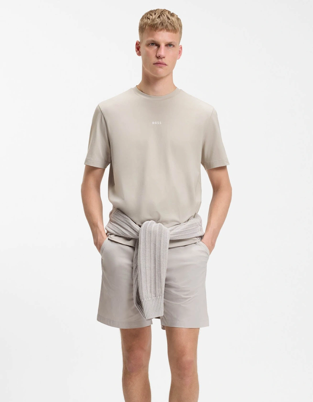 BOSS Orange TChup Mens Crew Neck Small Logo T-Shirt - Open Grey 070