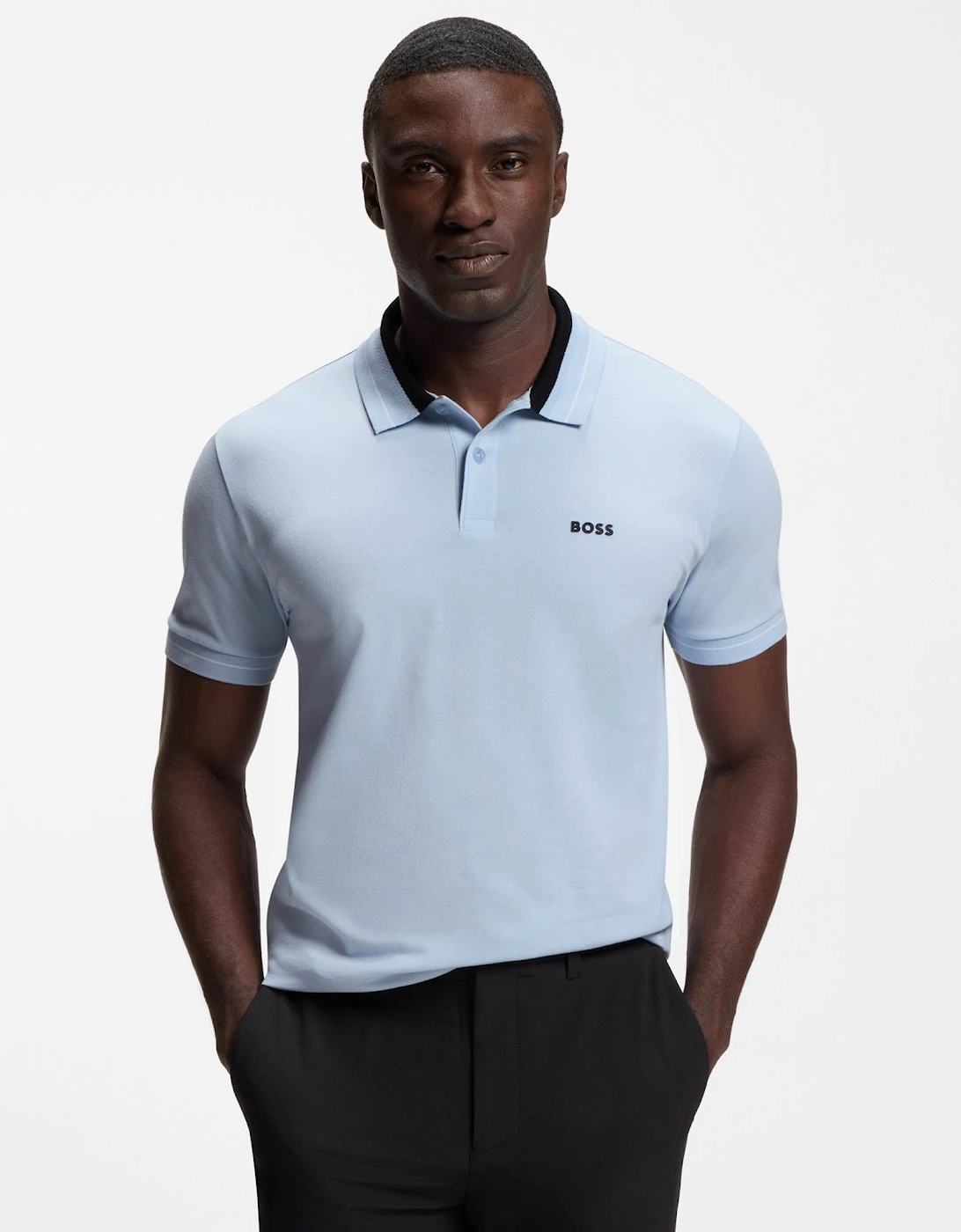 BOSS Green PL_Member Mens Short Sleeve Polo Shirt - Open Blue 460, 5 of 4