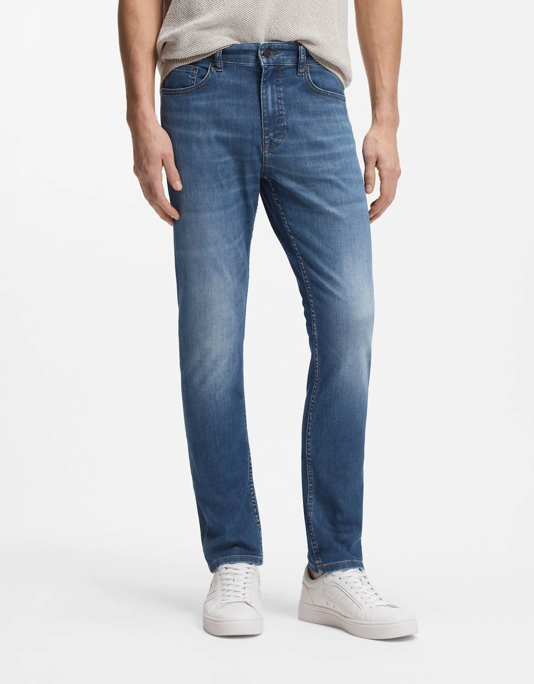 BOSS Orange Delaware Slim-Fit Jeans in Soft-Motion Denim - Medium Blue 422, 5 of 4