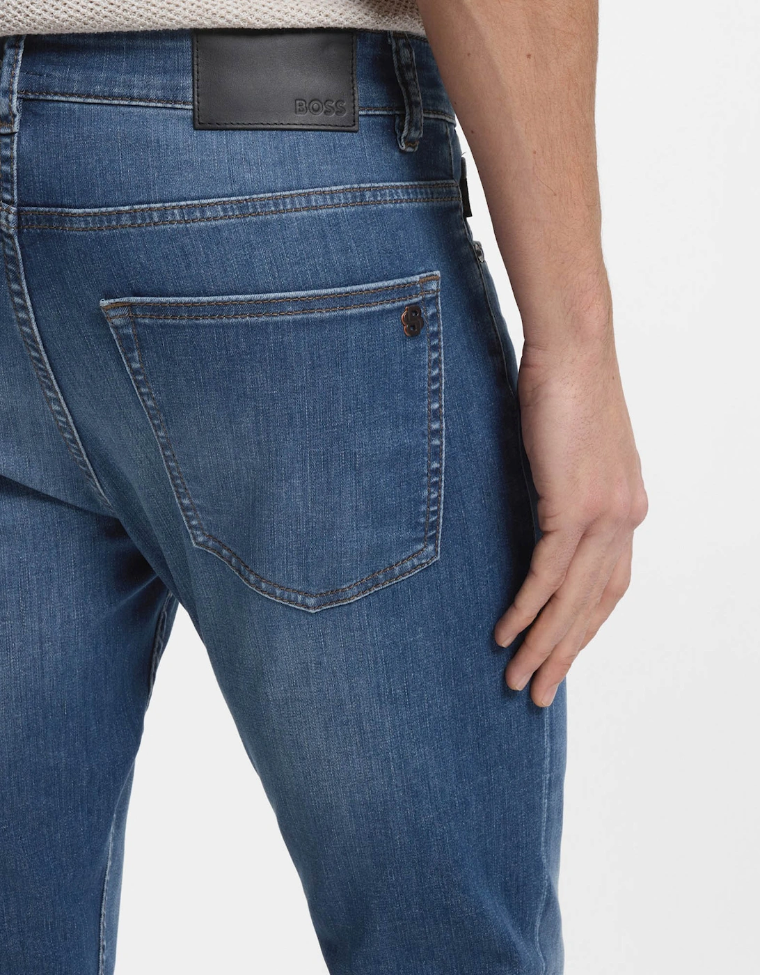 BOSS Orange Delaware Slim-Fit Jeans in Soft-Motion Denim - Medium Blue 422