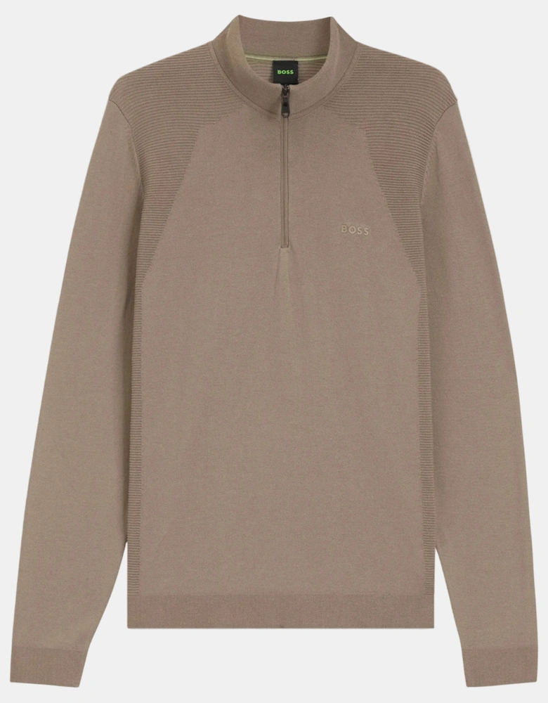 BOSS Green Momentum-Lite Mens 1/4 Zip Funnel Neck Jumper - Light/Pastel Green 334