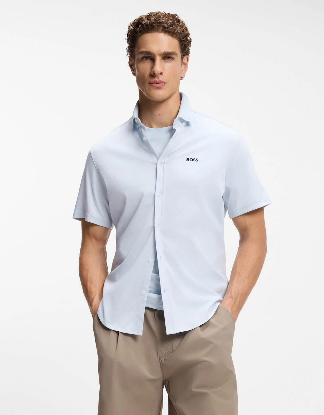 BOSS Green ST_Motion Mens Short Sleeve Shirt - Open Blue 460, 5 of 4