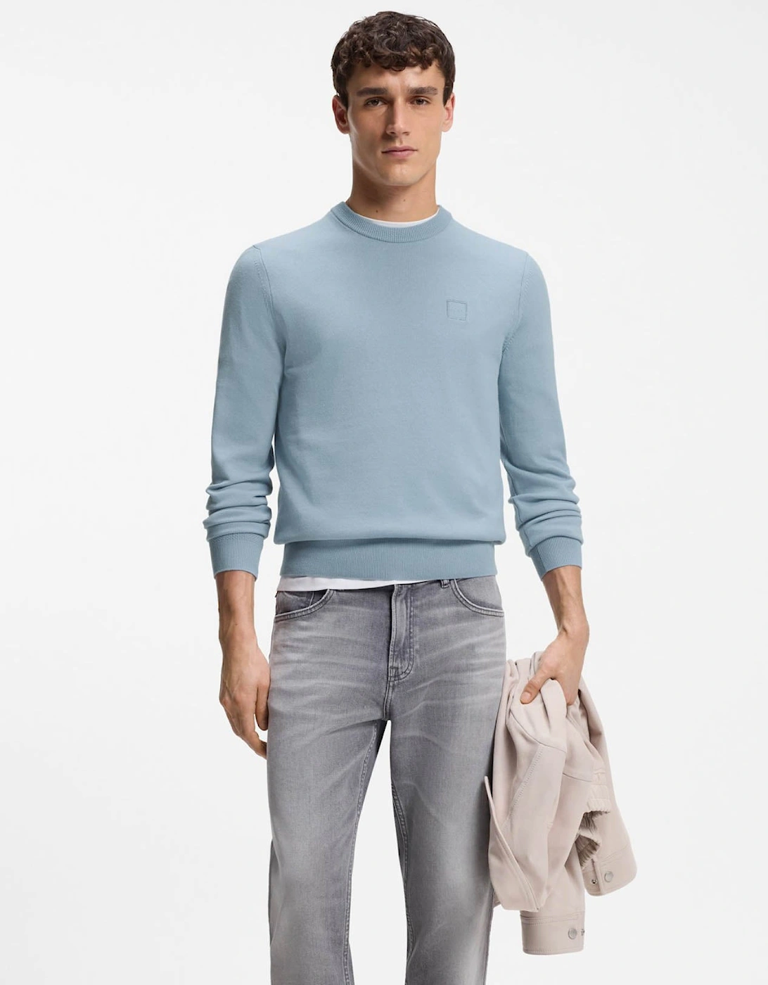 BOSS Orange Kanovano Mens Crew Neck Jumper - Light/Pastel Blue 458