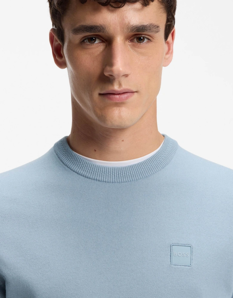 BOSS Orange Kanovano Mens Crew Neck Jumper - Light/Pastel Blue 458