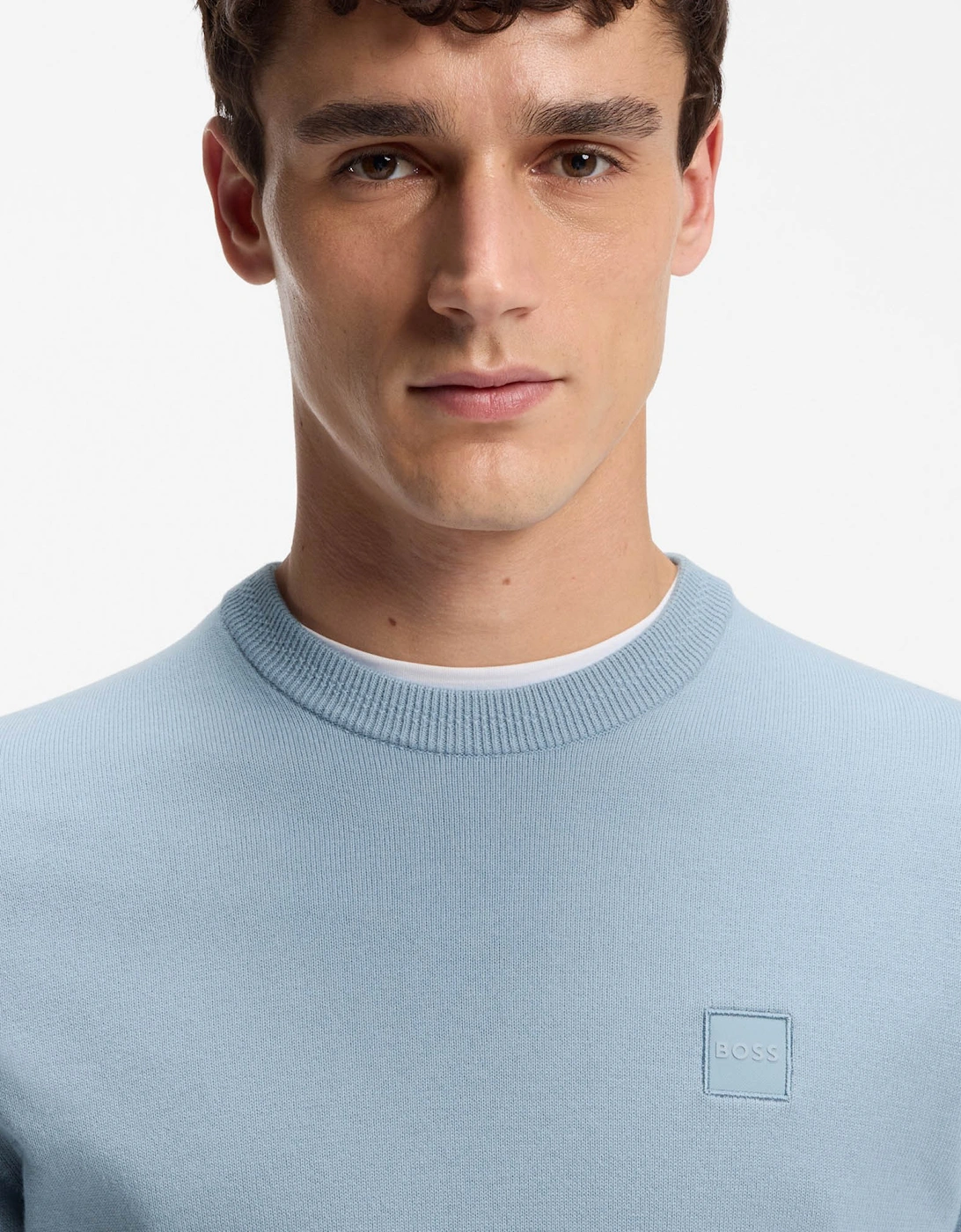 BOSS Orange Kanovano Mens Crew Neck Jumper - Light/Pastel Blue 458