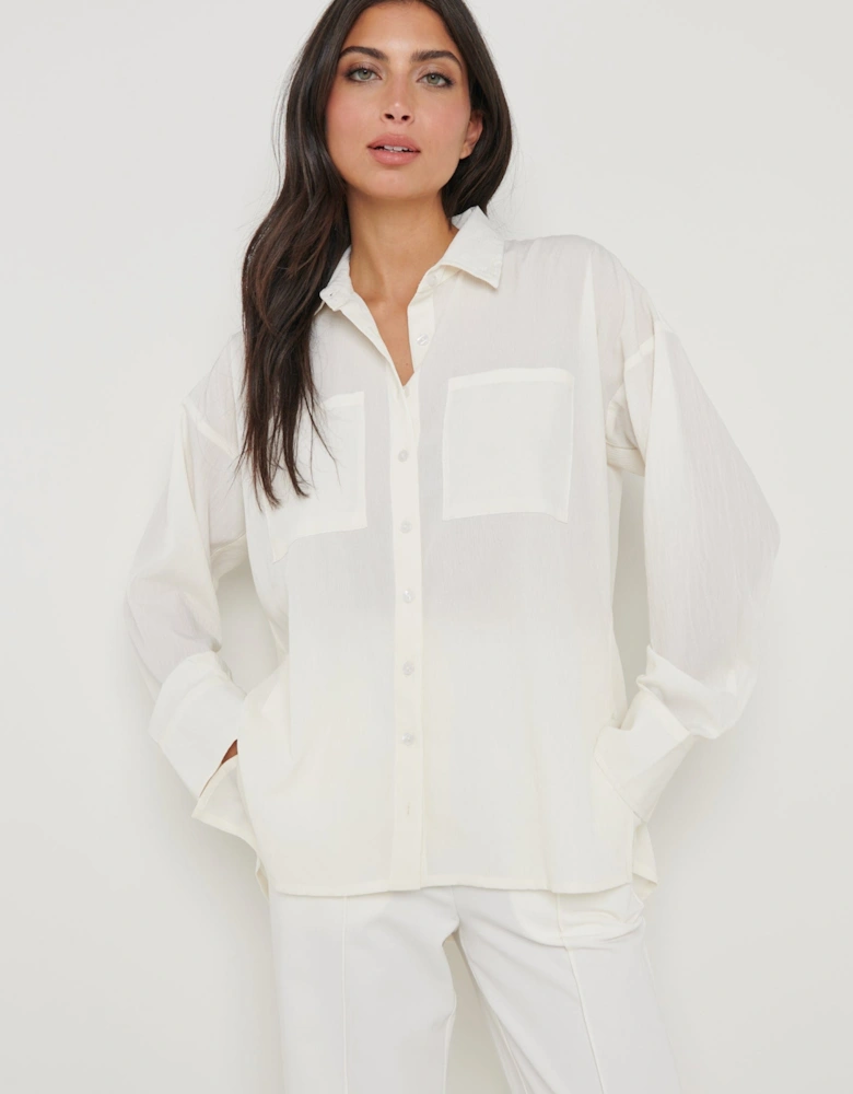 Drew Crinkle Shirt - White