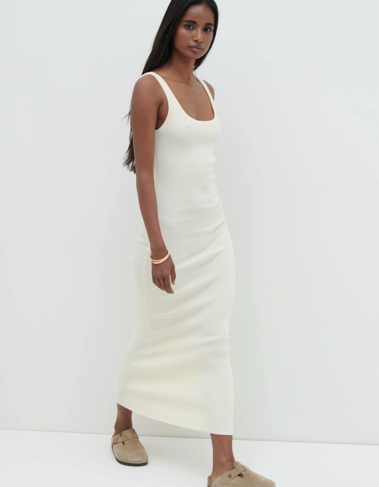 Sian Scoop Neck Knit Midaxi Dress - Cream