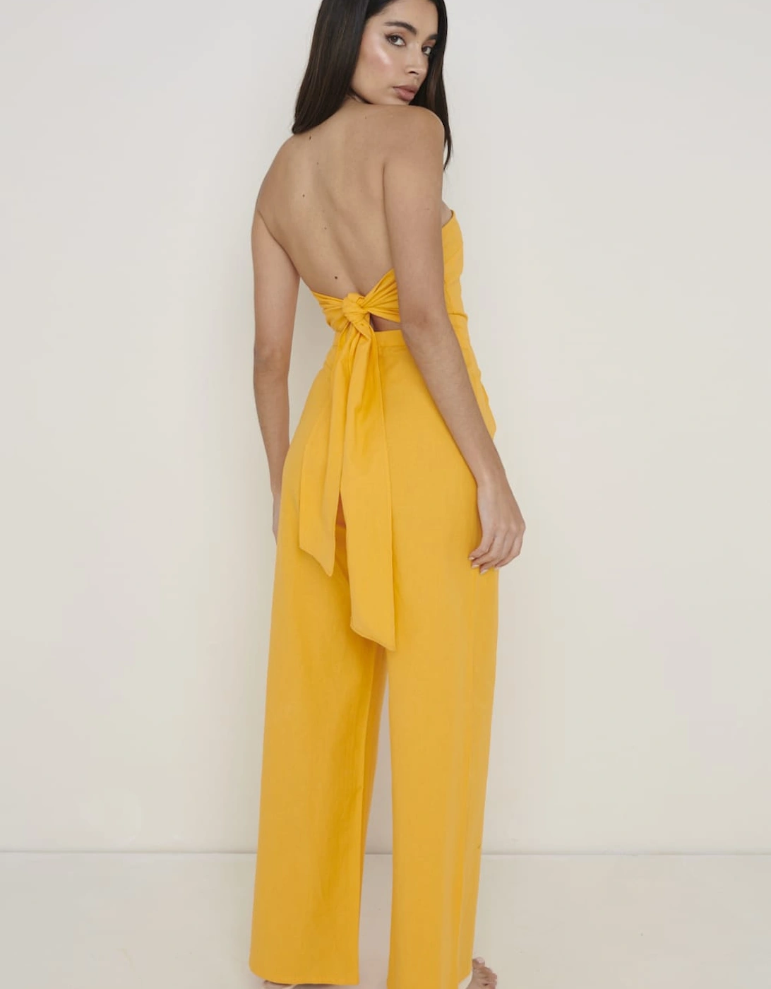 April Bandeau Jumpsuit - Tangerine