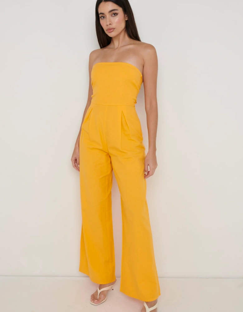 April Bandeau Jumpsuit - Tangerine