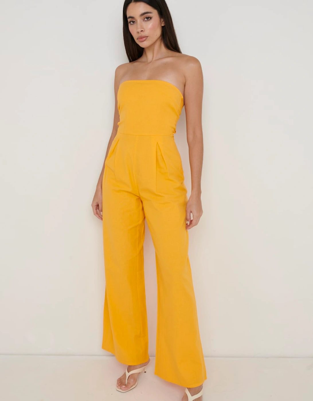 April Bandeau Jumpsuit - Tangerine
