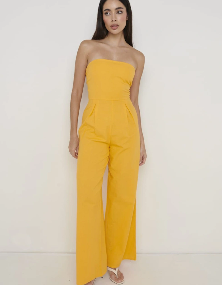 April Bandeau Jumpsuit - Tangerine