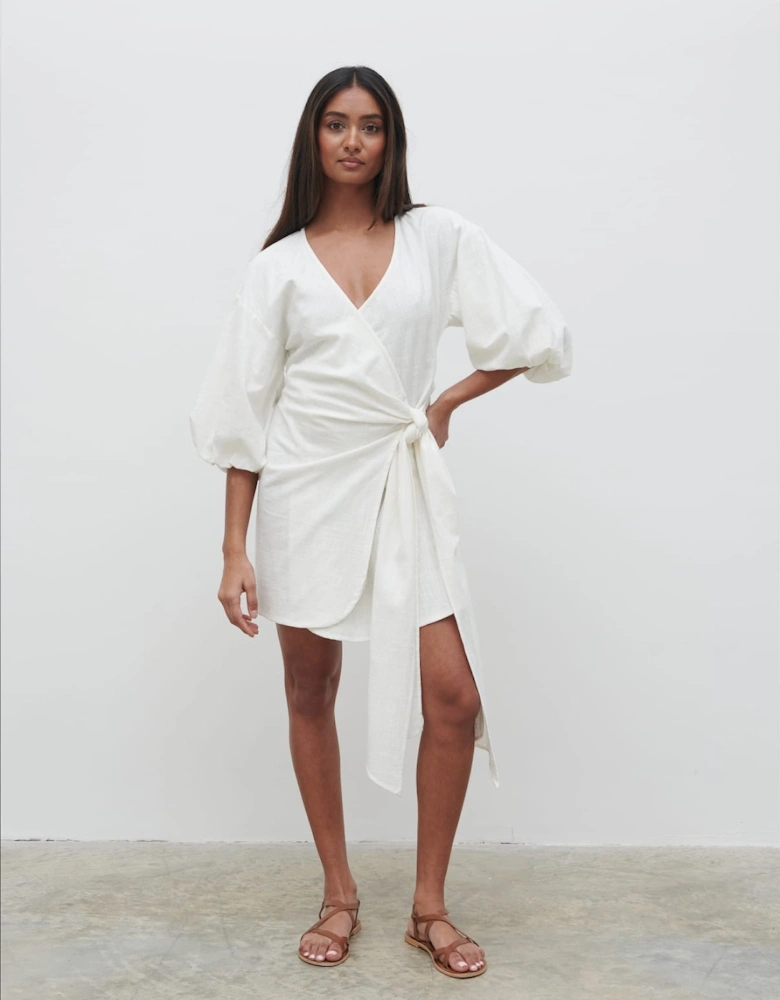 Tamara Wrap Mini Dress - Cream