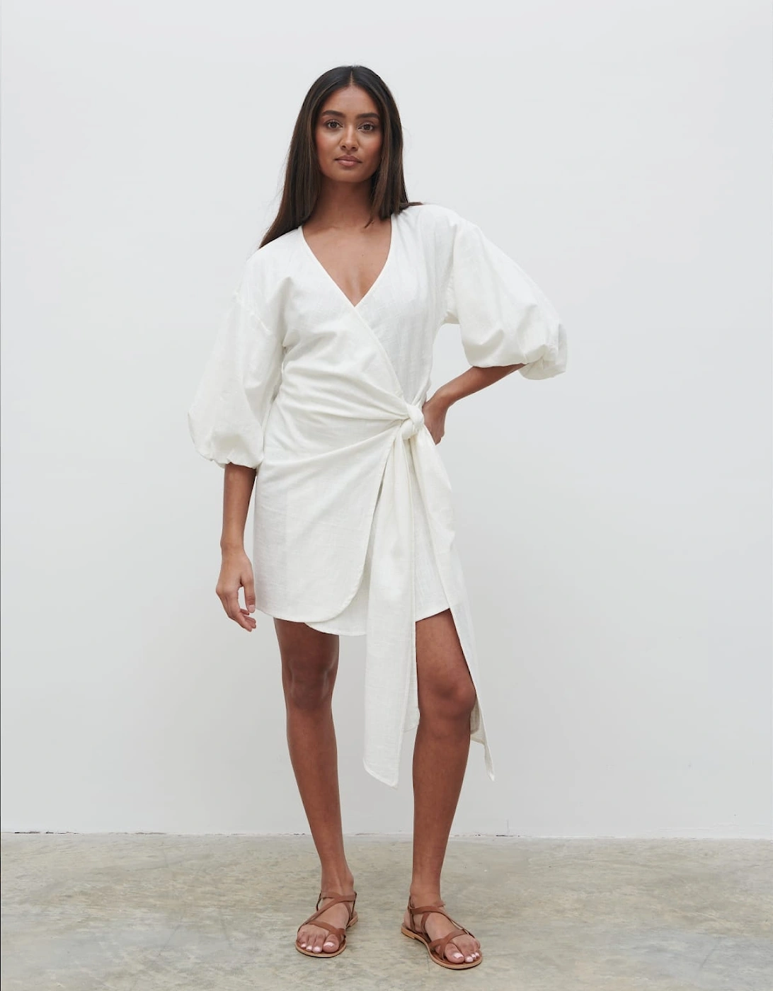 Tamara Wrap Mini Dress - Cream
