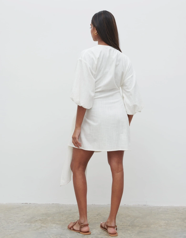 Tamara Wrap Mini Dress - Cream