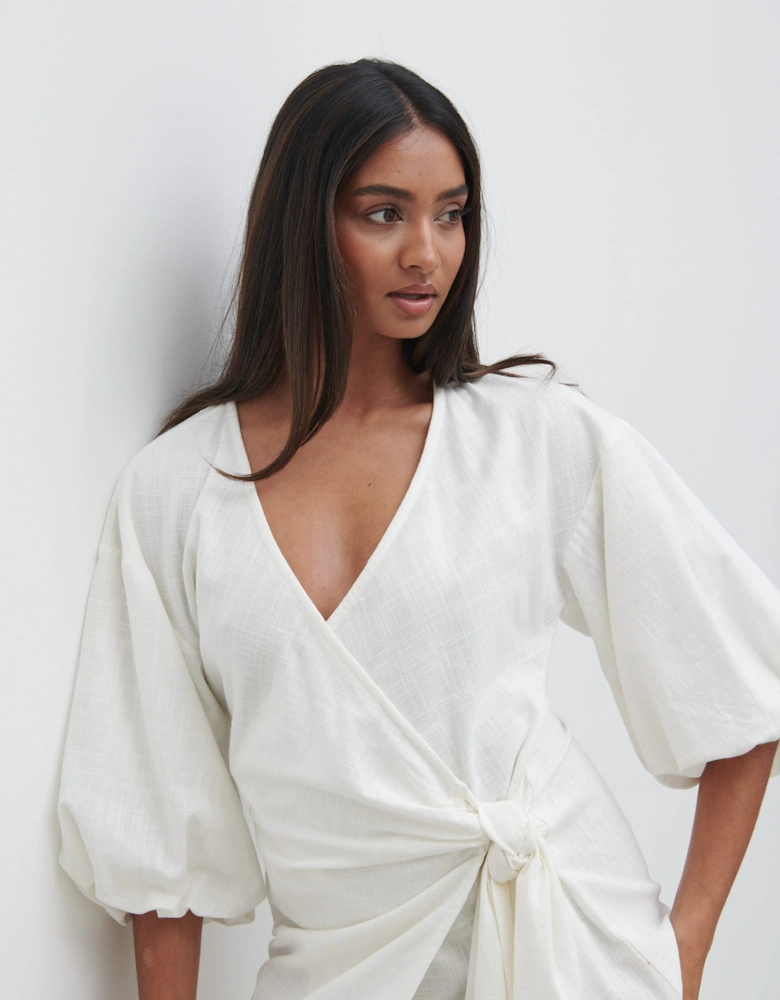 Tamara Wrap Mini Dress - Cream