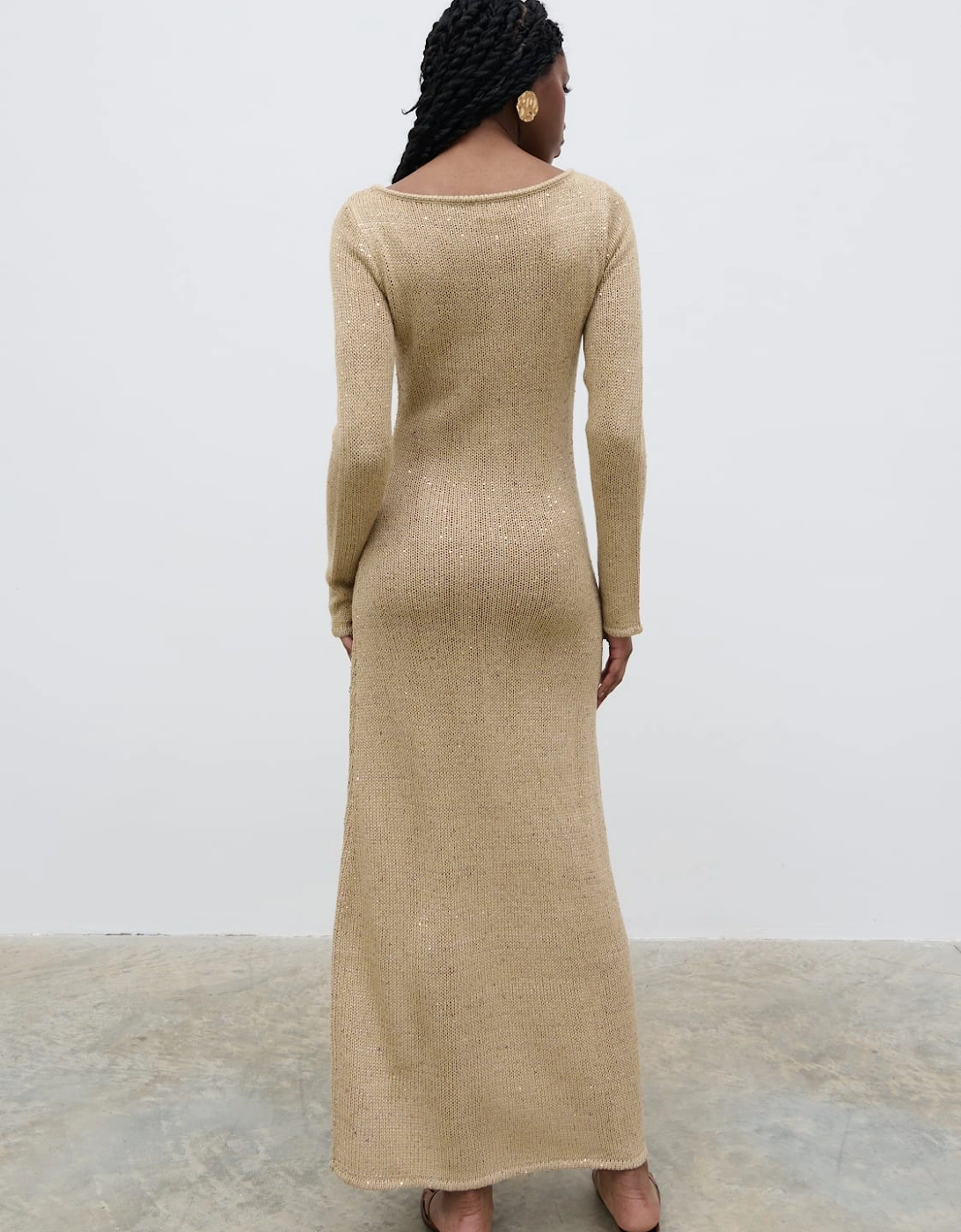 Anastasia Sequin Maxi Knit Dress - Gold