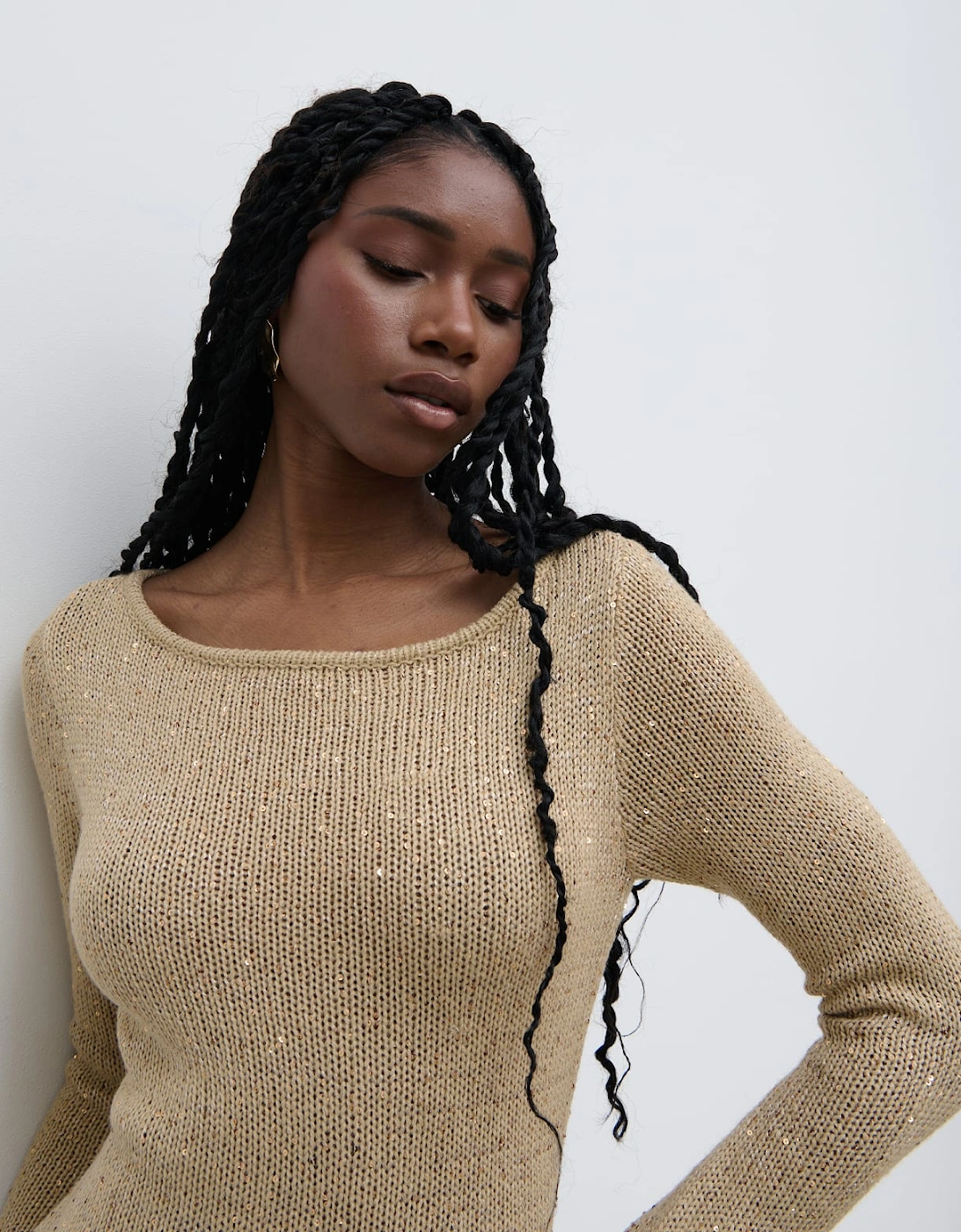 Anastasia Sequin Maxi Knit Dress - Gold