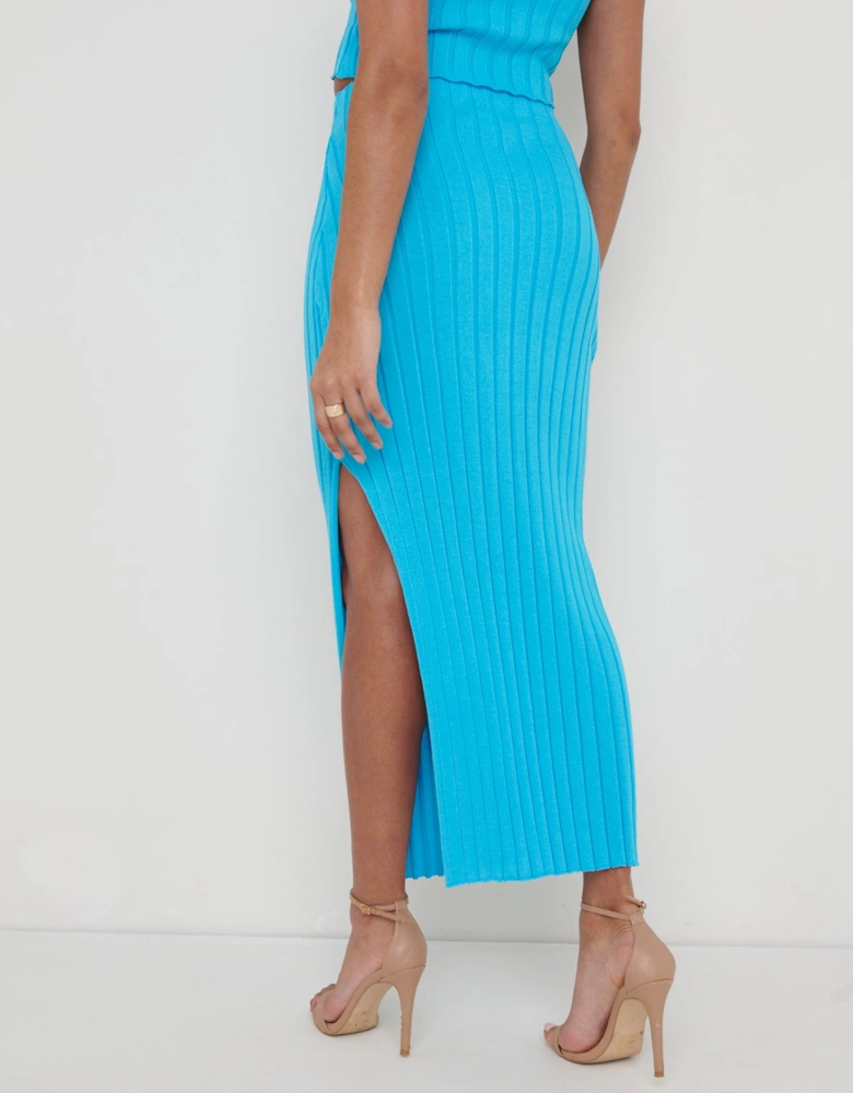 Auden Rib Knit Skirt - Aqua Blue