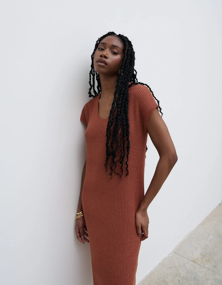 Rose Knit Midaxi Dress - Rosewood
