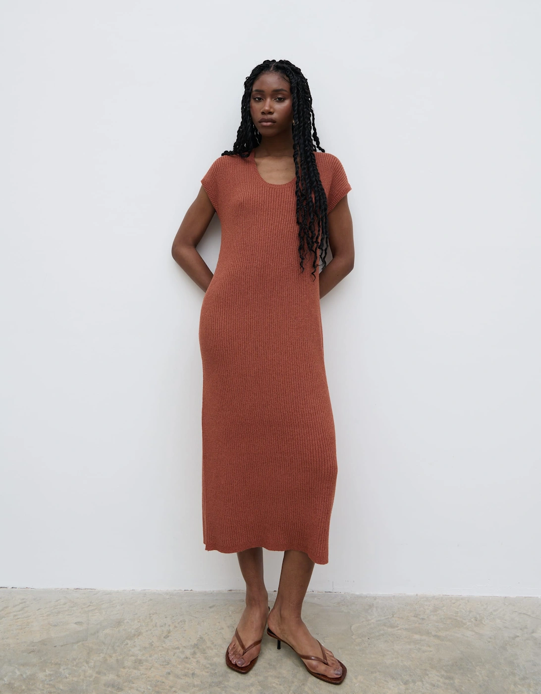 Rose Knit Midaxi Dress - Rosewood