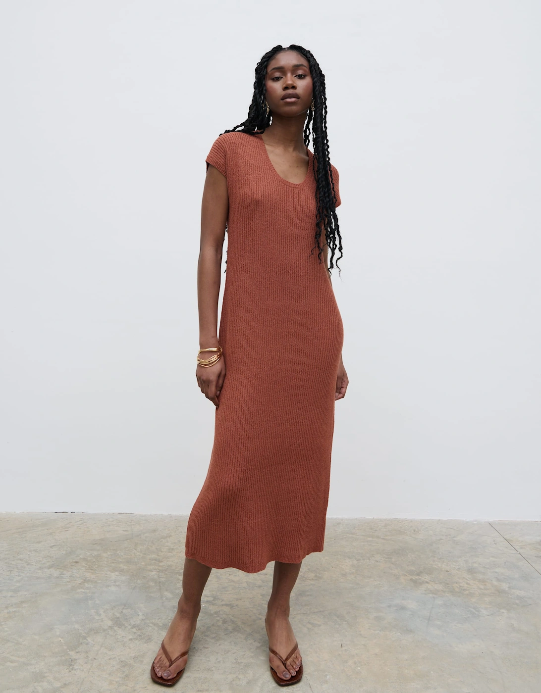 Rose Knit Midaxi Dress - Rosewood
