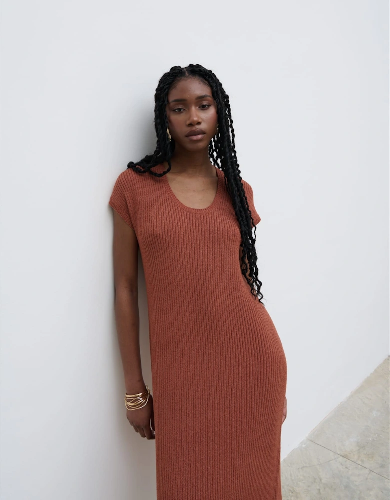 Rose Knit Midaxi Dress - Rosewood