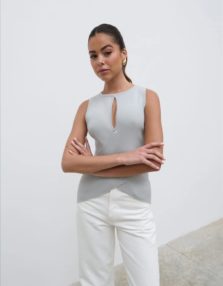 Bexley Cross Front Knit Top - Light Blue