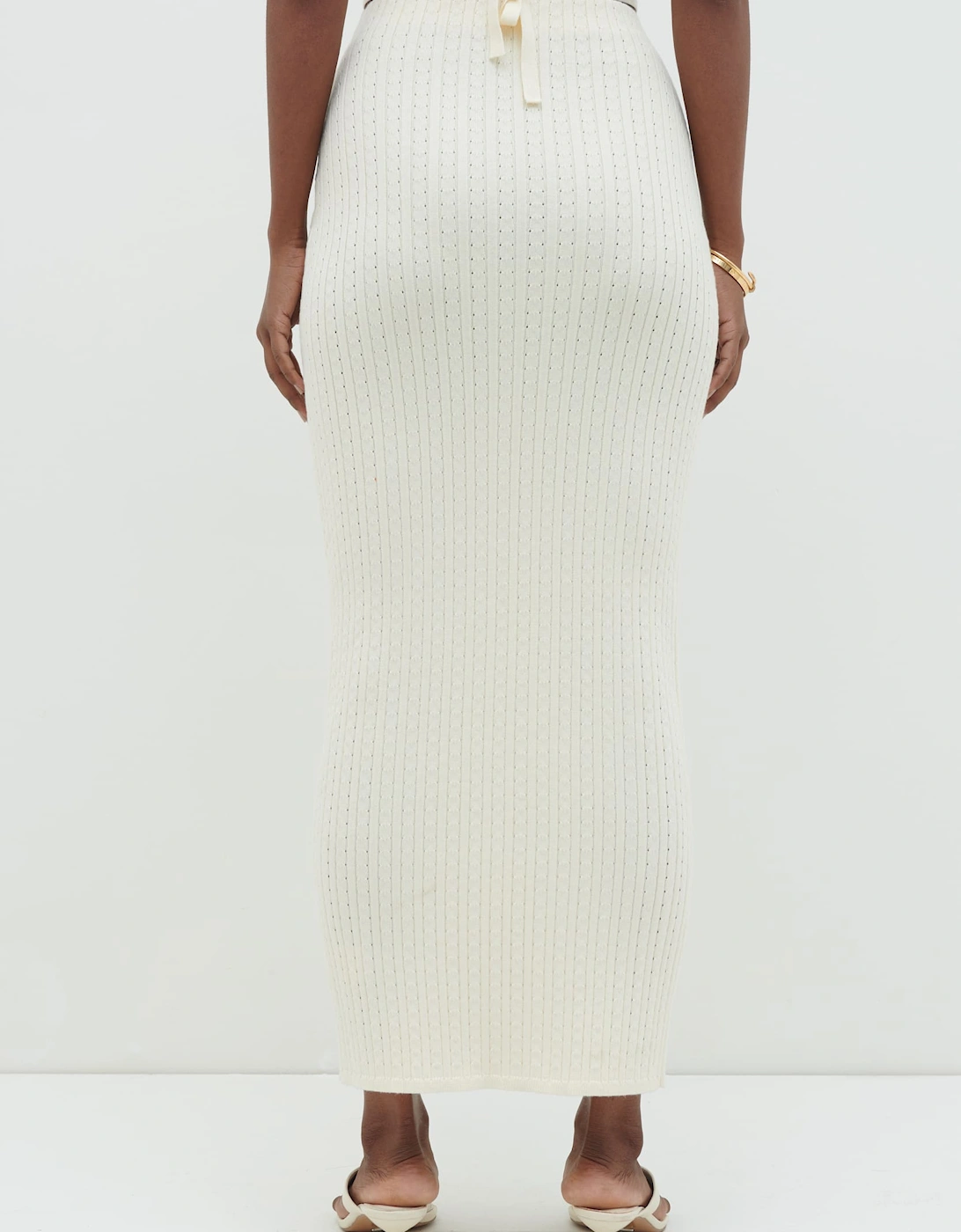 Poppy Tie Detail Knit Skirt - Cream