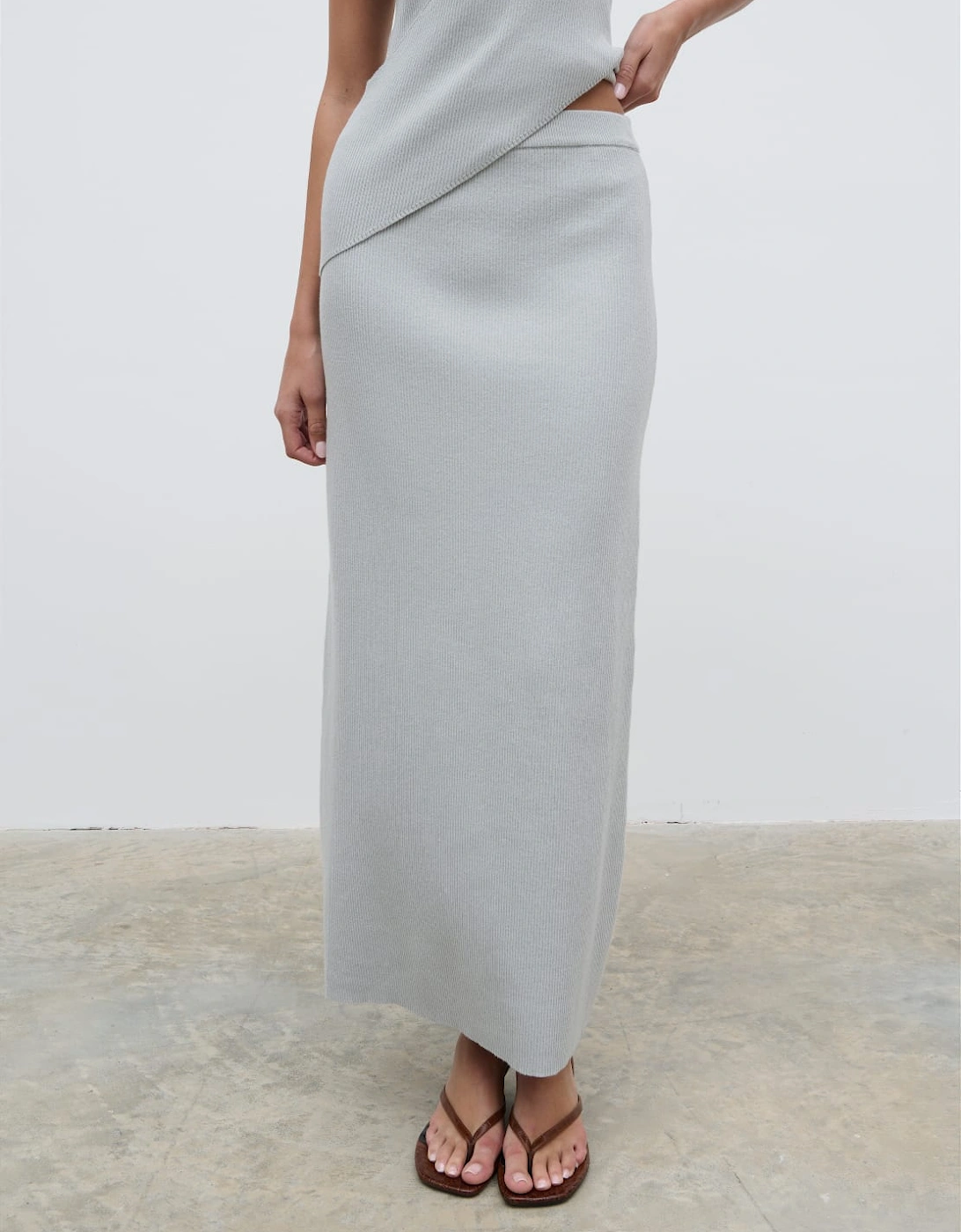 Bexley Knit Midaxi Skirt - Light Blue