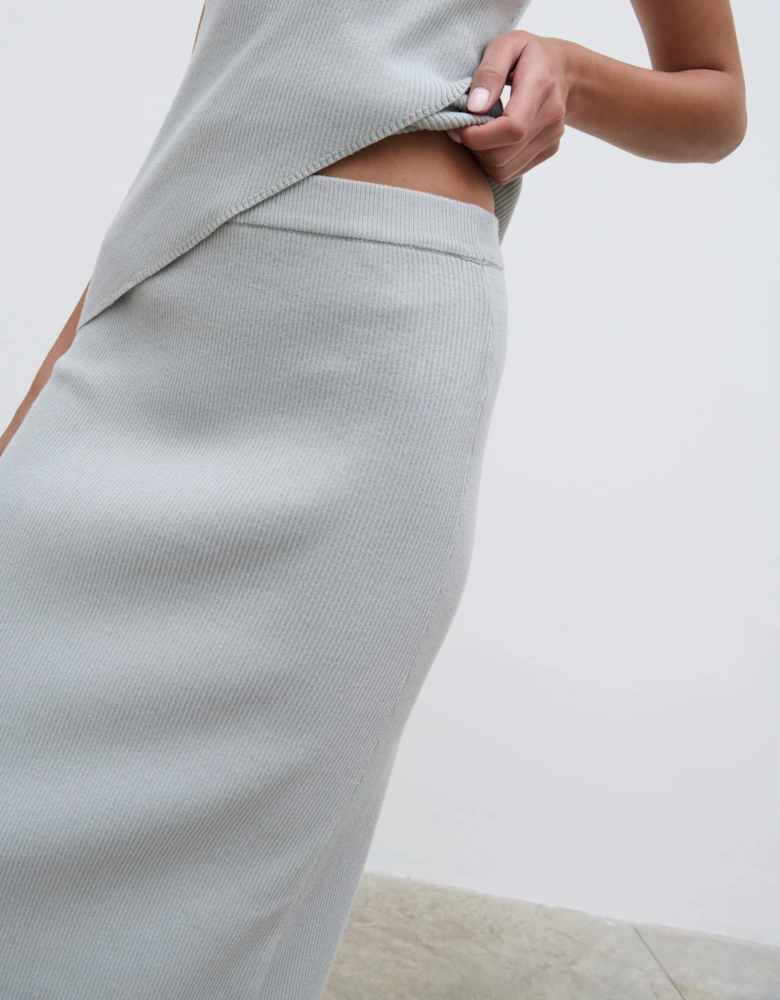 Bexley Knit Midaxi Skirt - Light Blue