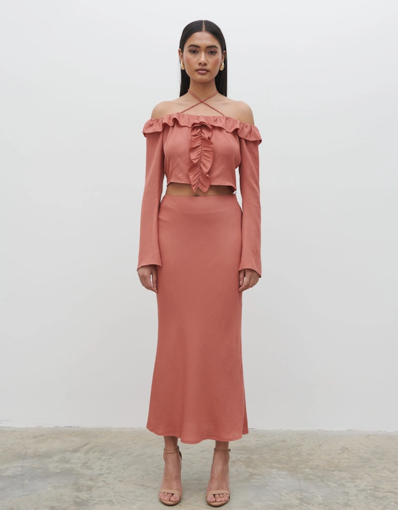 Tiffany Midaxi Skirt - Terracotta
