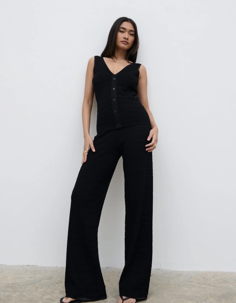 Bridget Crochet Knit Trousers - Black