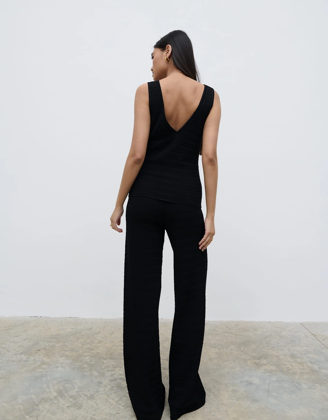 Bridget Crochet Knit Trousers - Black