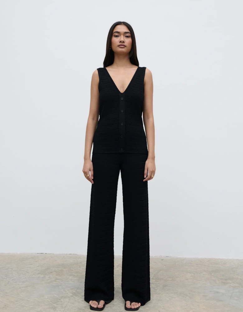 Bridget Crochet Knit Trousers - Black