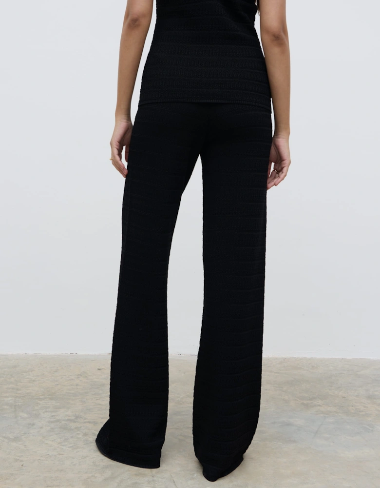 Bridget Crochet Knit Trousers - Black