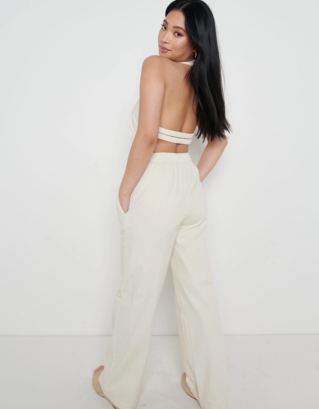 Lexi Scrunch Backless Jumpsuit - Off White