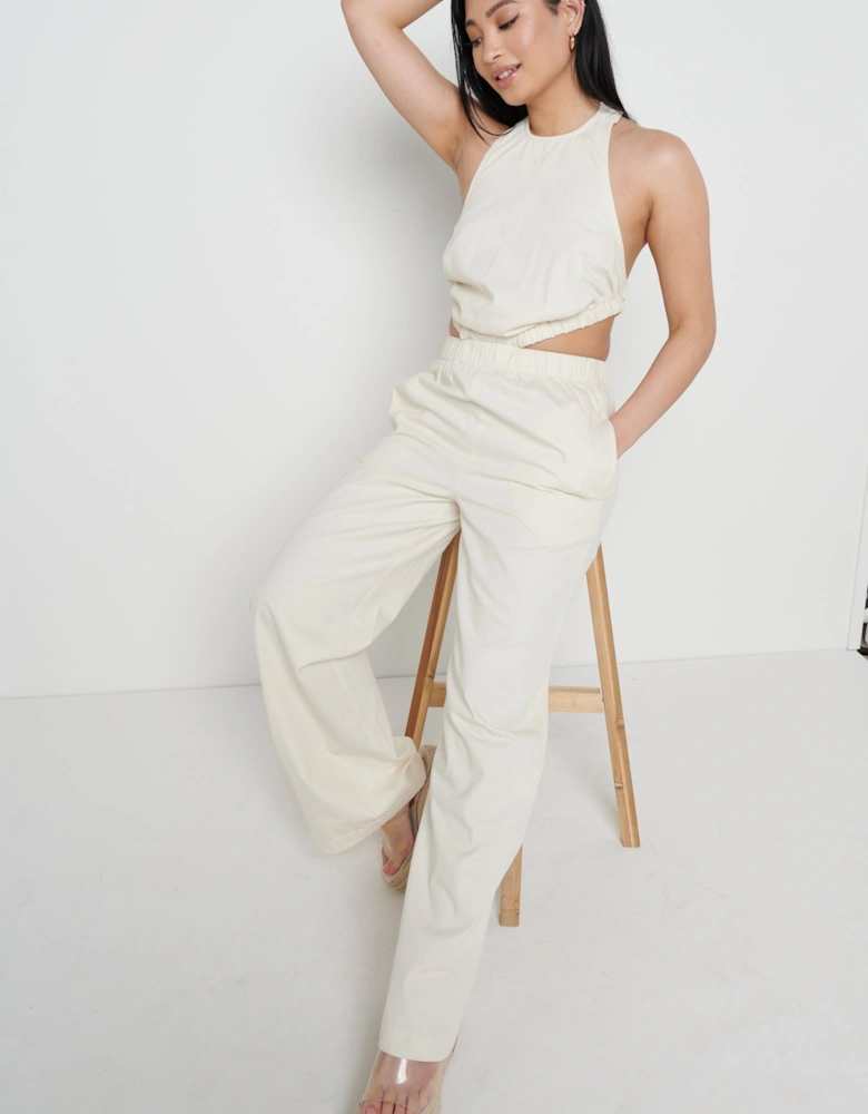 Lexi Scrunch Backless Jumpsuit - Off White