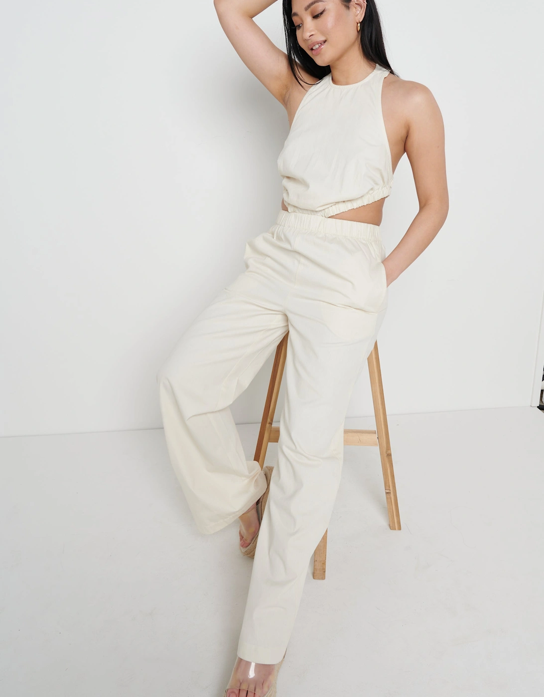 Lexi Scrunch Backless Jumpsuit - Off White
