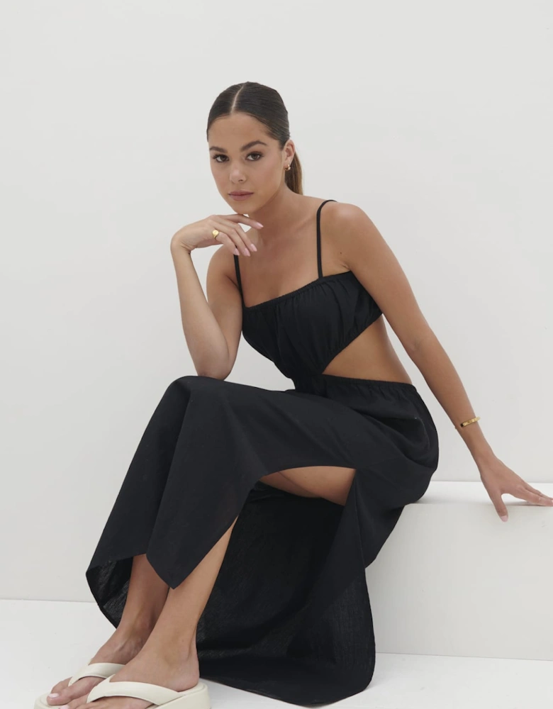 Artie Cut Out Midaxi Dress - Black